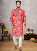 Cotton Multi Color Traditional Wear Digital Printed Kurta Pajama